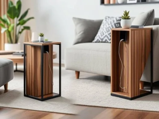 Narrow End Table with Charging Station