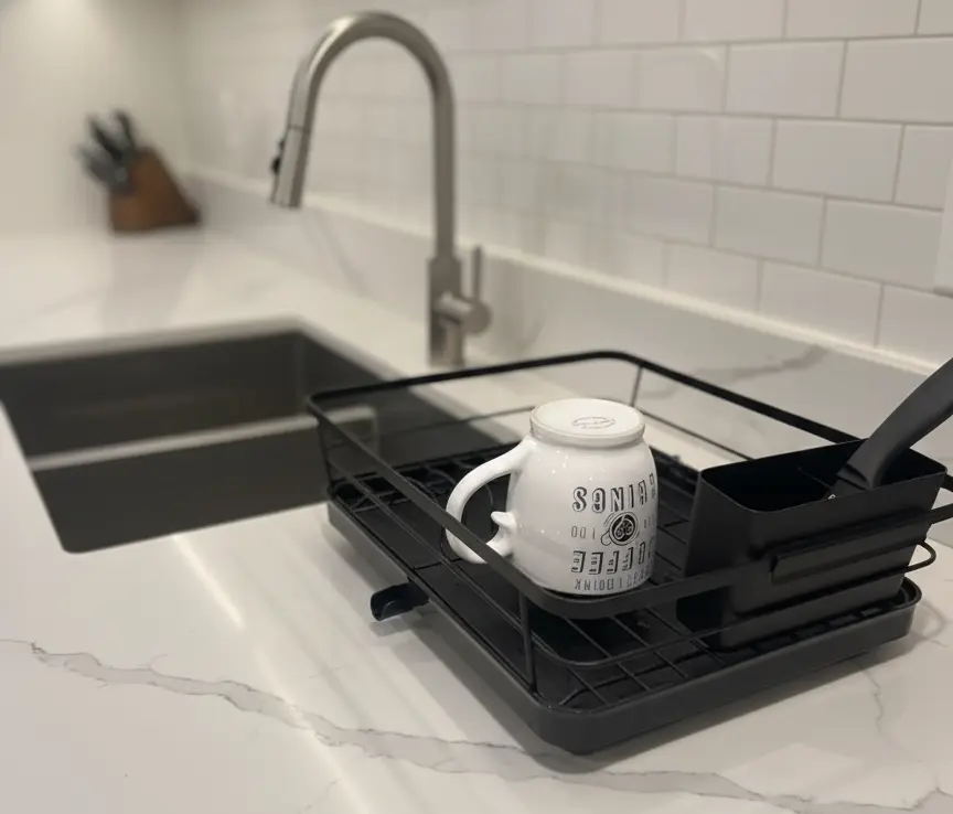 kitchen countertop dish drying rack black finish for small flats