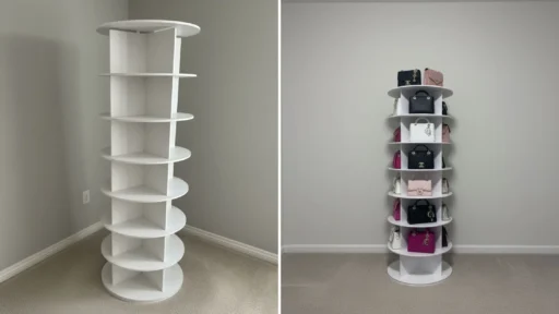 Spinning shoe rack tower for small closets