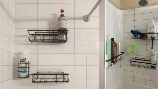 Veken Shower Caddy 6 Pack adhesive bathroom organizer set with stainless steel shelves