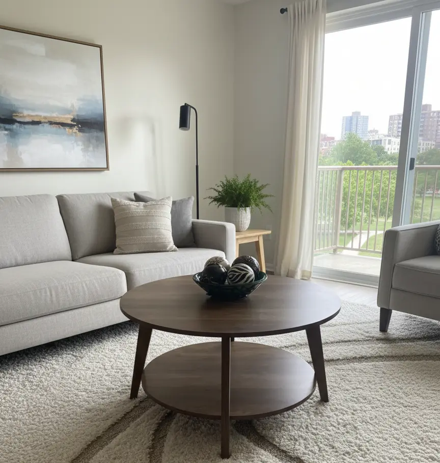 VASAGLE Round 2-Tier Coffee Table with Storage